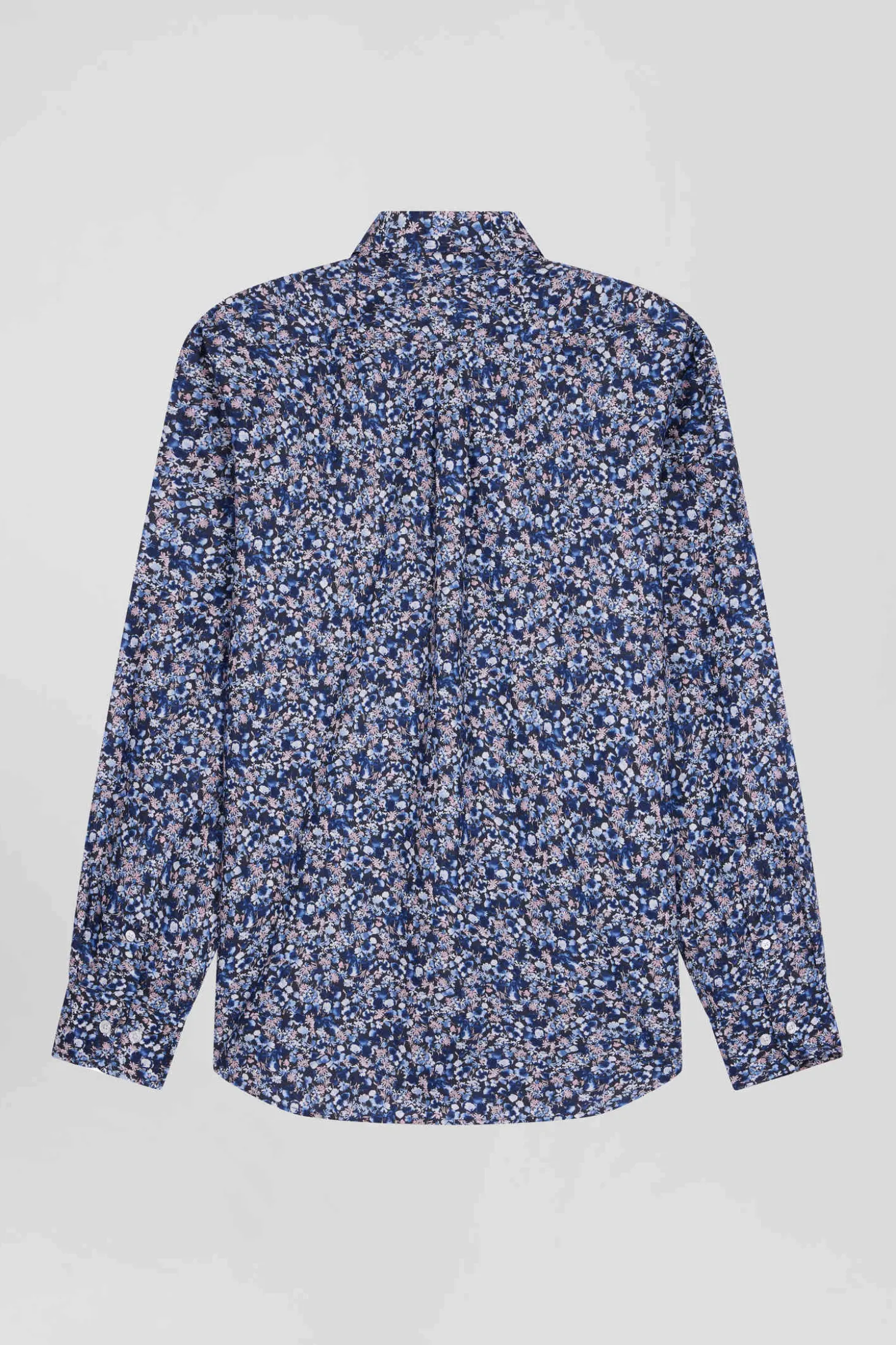 Chemise en popeline de coton Pima bleu marine microimprimé floral coupe Regular