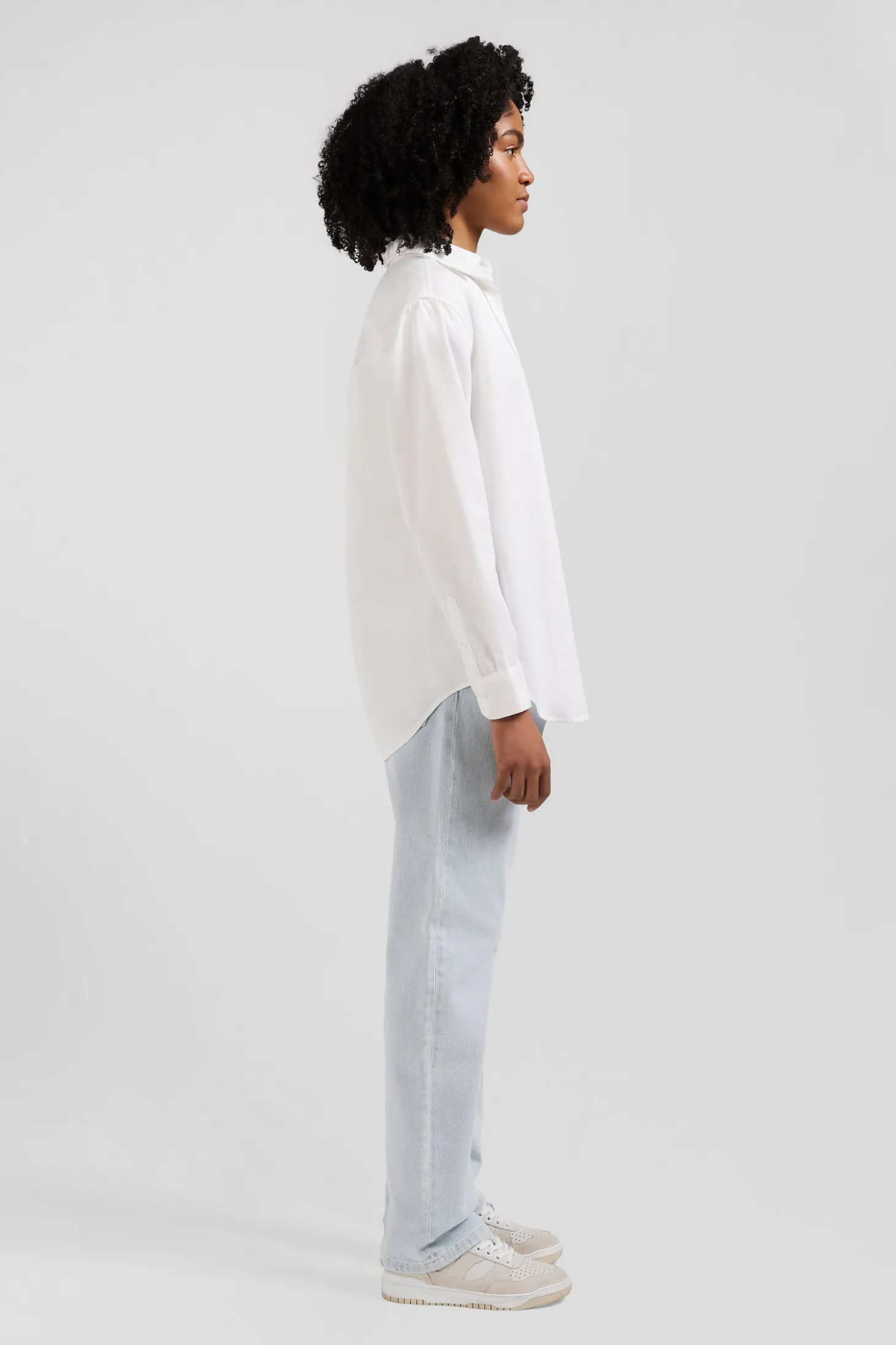 Chemise en popeline de coton blanche coupe Relaxed