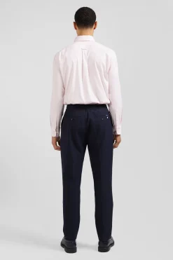 Chemise en popeline de coton rose à rayures bâton coupe Regular