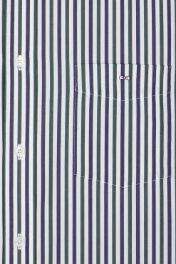 Chemise en popeline de coton à rayures verte coupe Regular