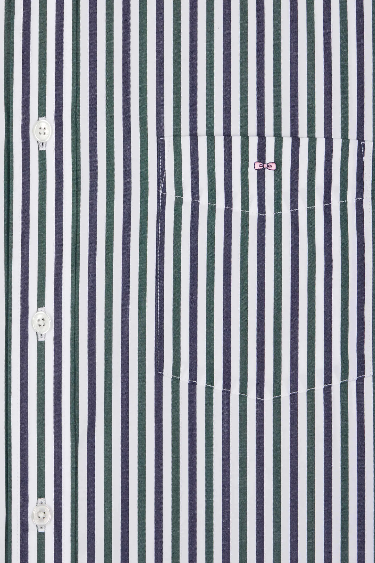 Chemise en popeline de coton à rayures verte coupe Regular