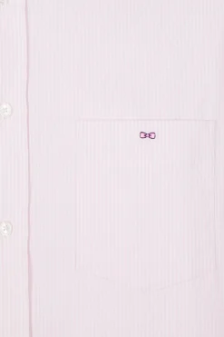 Chemise en popeline de coton rose à rayures bâton coupe Regular
