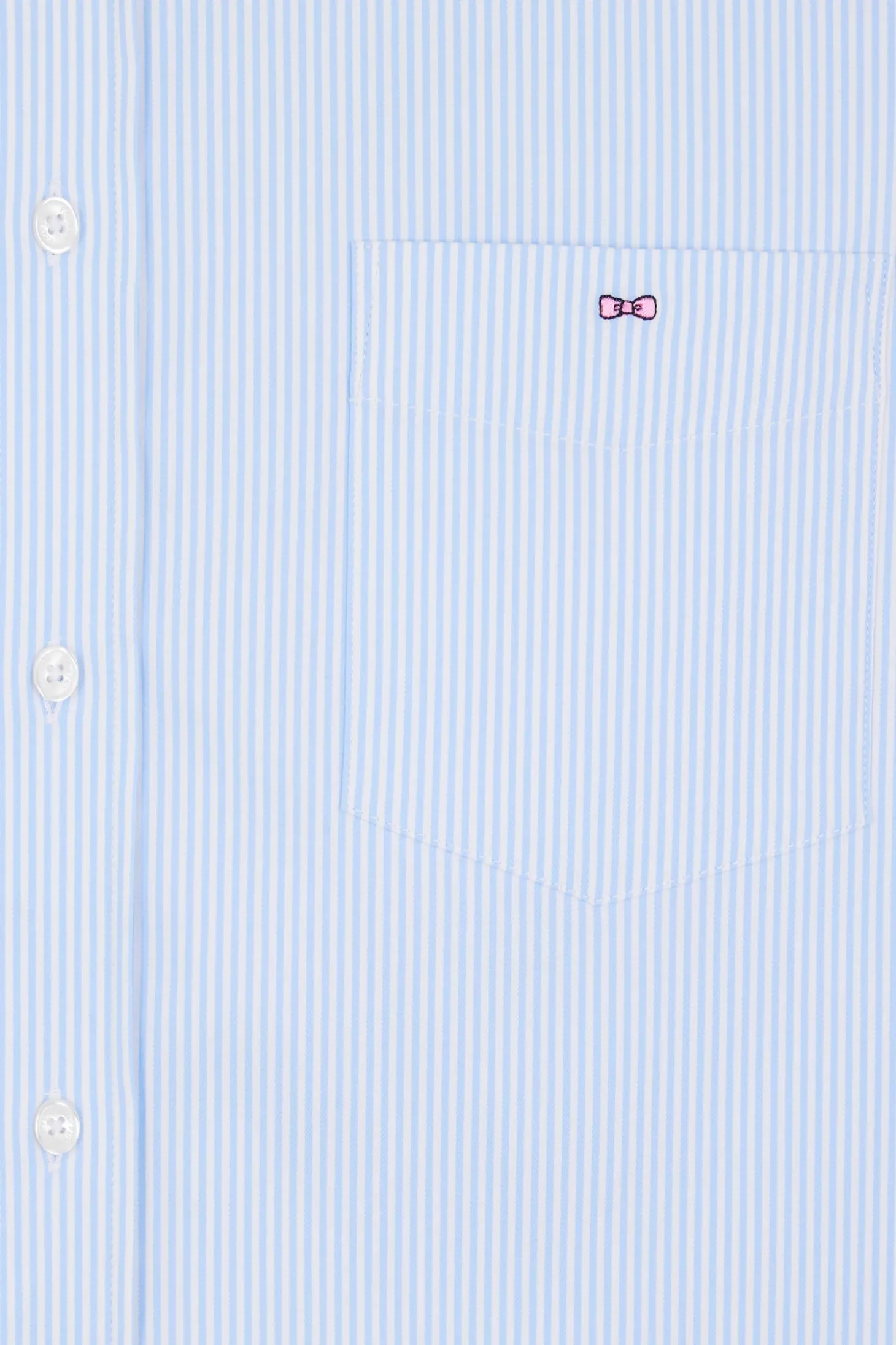 Chemise en popeline de coton bleue à rayures bâton coupe Regular
