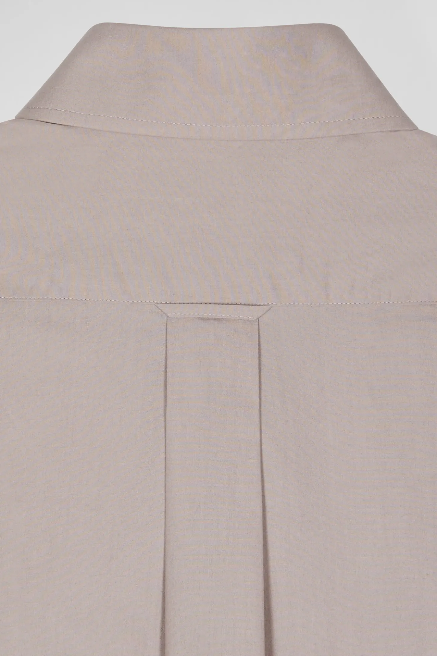 Chemise en popeline de coton grise col boutonné et coudières imprimées coupe Regular