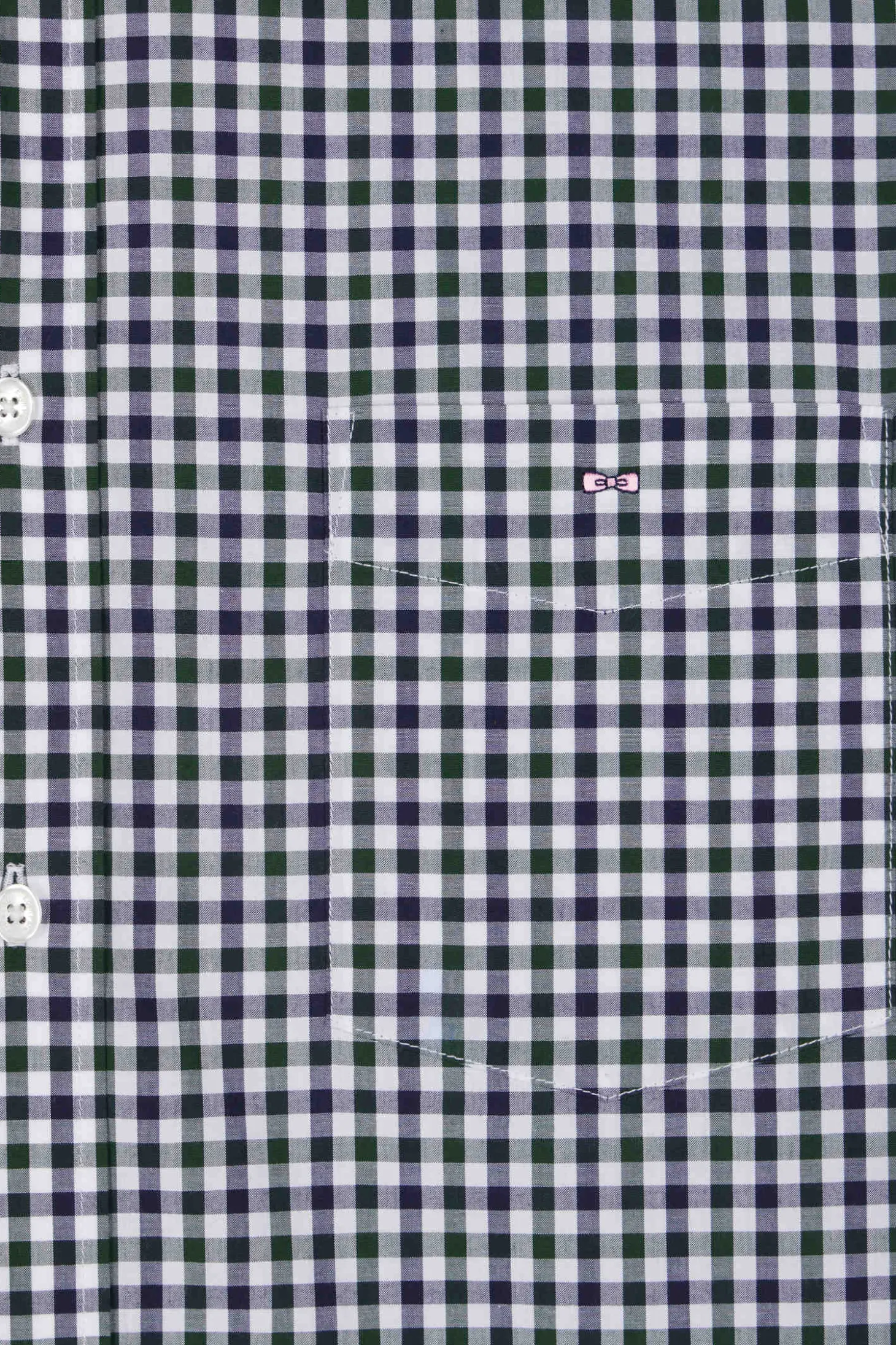 Chemise en popeline de coton vert à carreaux bicolore coupe Regular