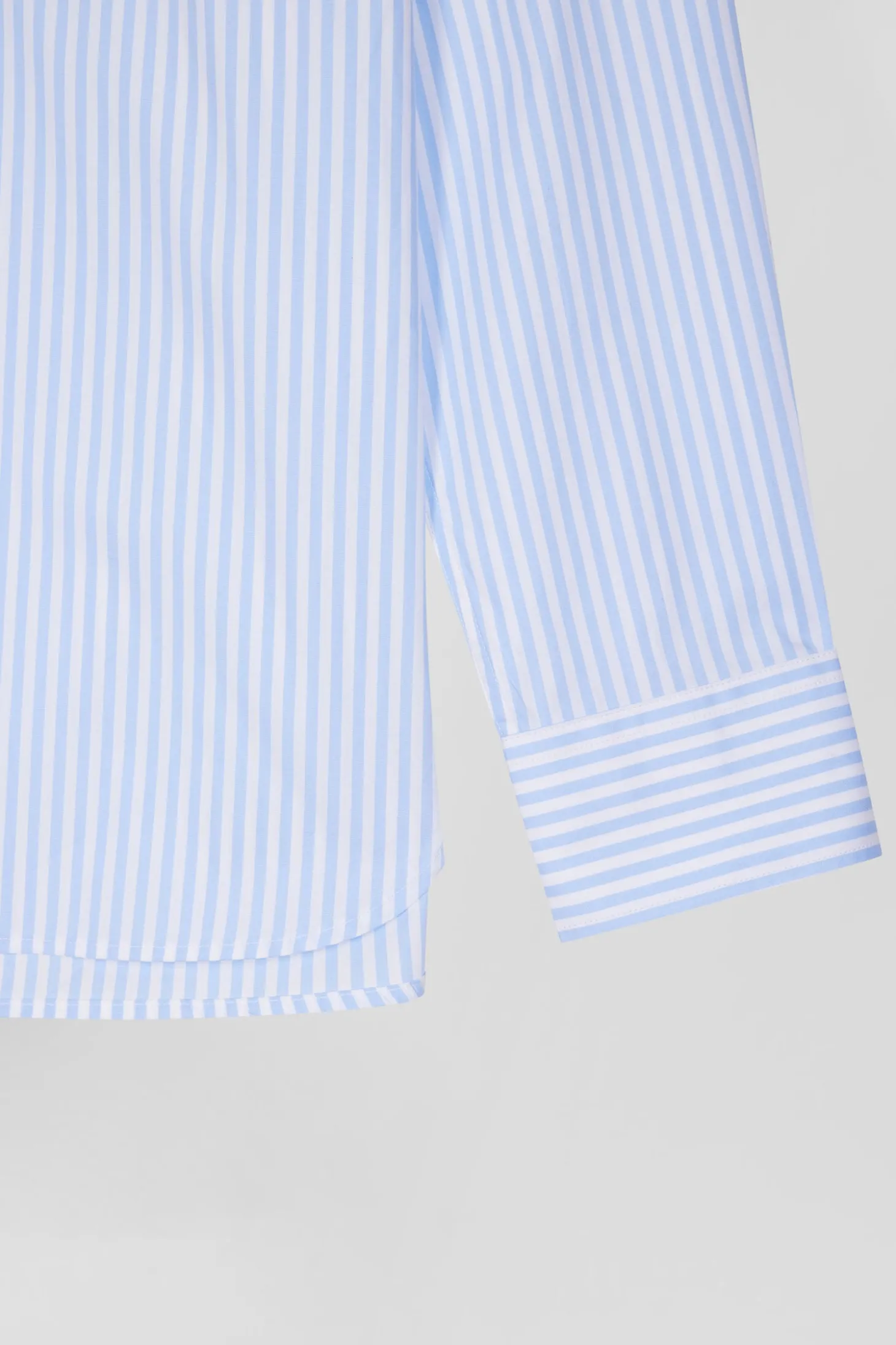Chemise en popeline de coton rayée ciel coupe Regular