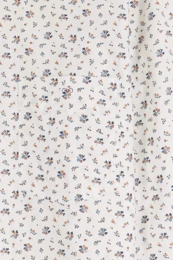 Chemise en popeline de coton écrue à microimprimé fleurs coupe Regular