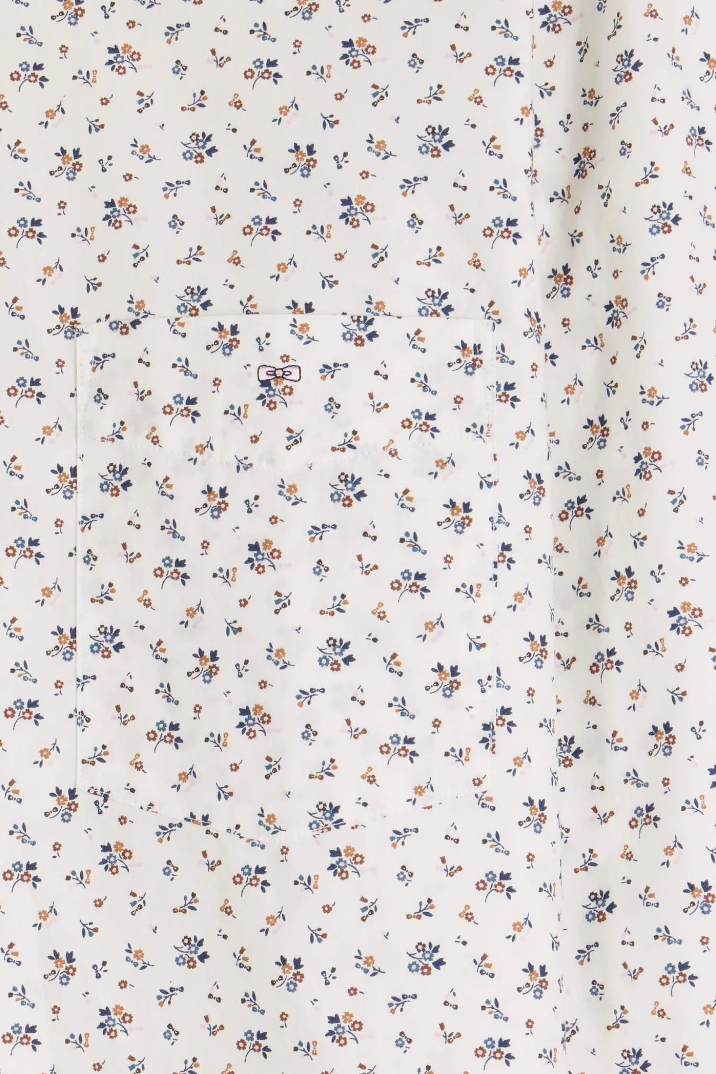 Chemise en popeline de coton écrue à microimprimé fleurs coupe Regular