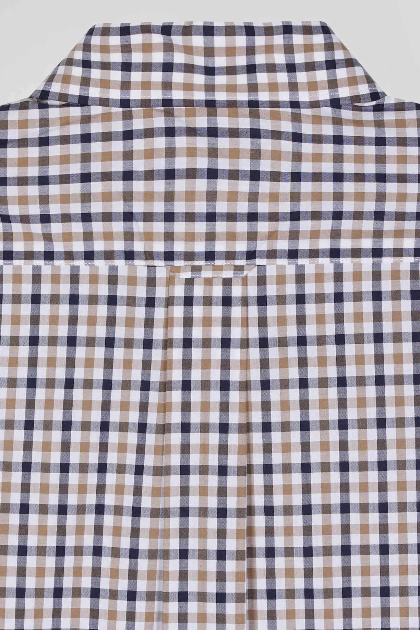 Chemise en popeline de coton marron à carreaux bicolore coupe Regular