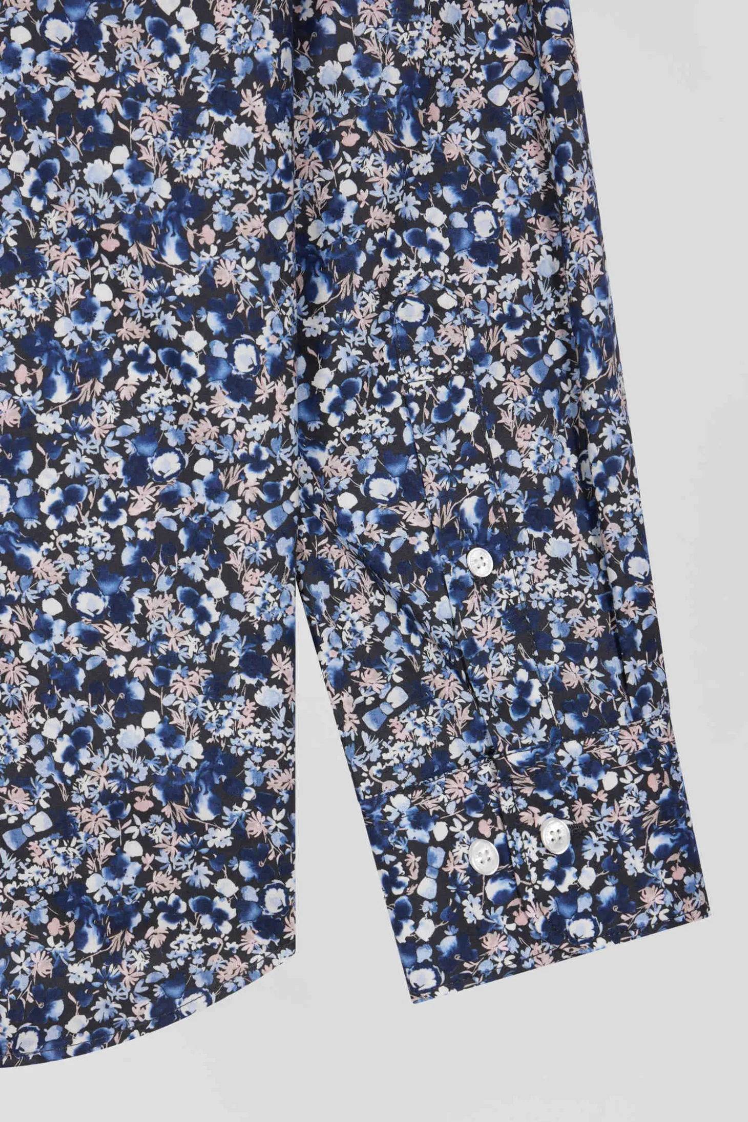 Chemise en popeline de coton Pima bleu marine microimprimé floral coupe Regular