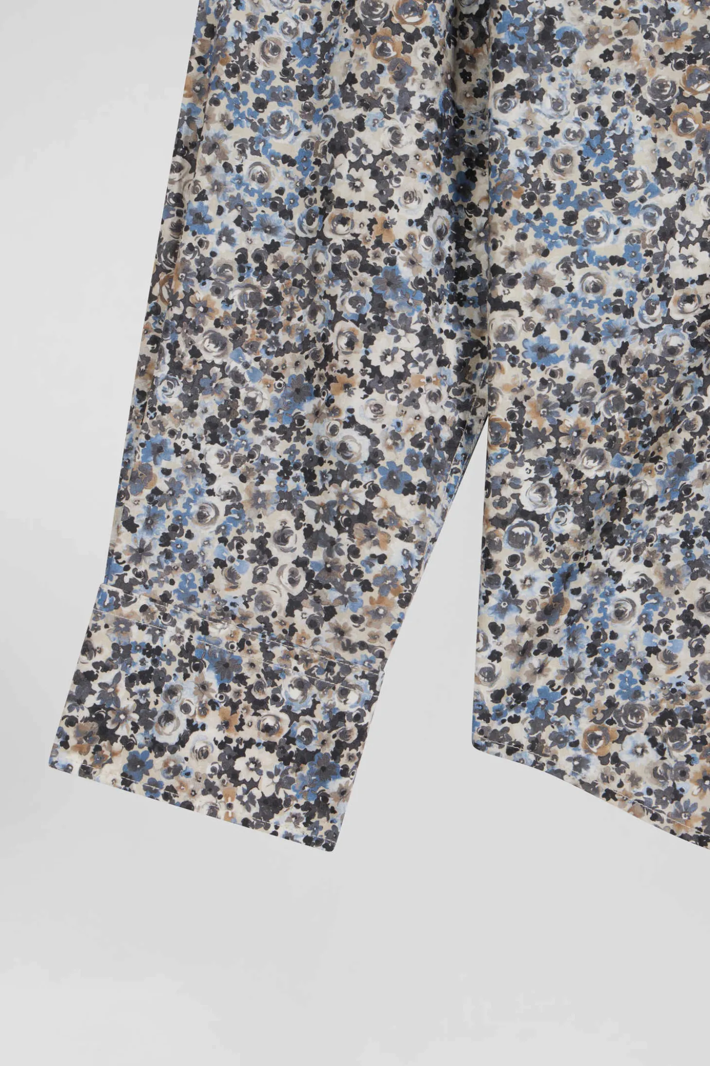 Chemise en popeline de coton écrue microimprimé floral coupe Regular