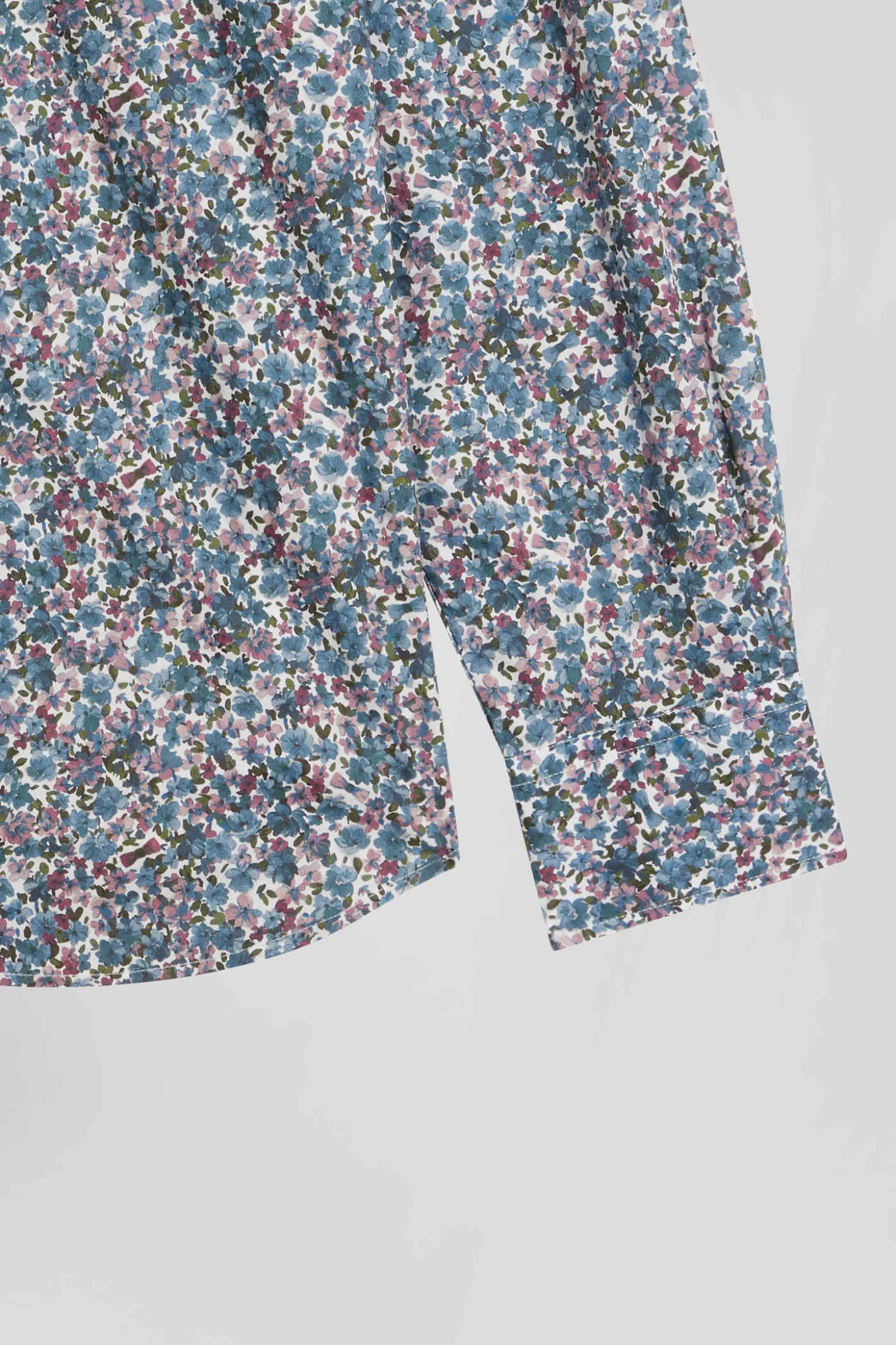 Chemise en popeline de coton bleue à imprimé floral coupe Regular