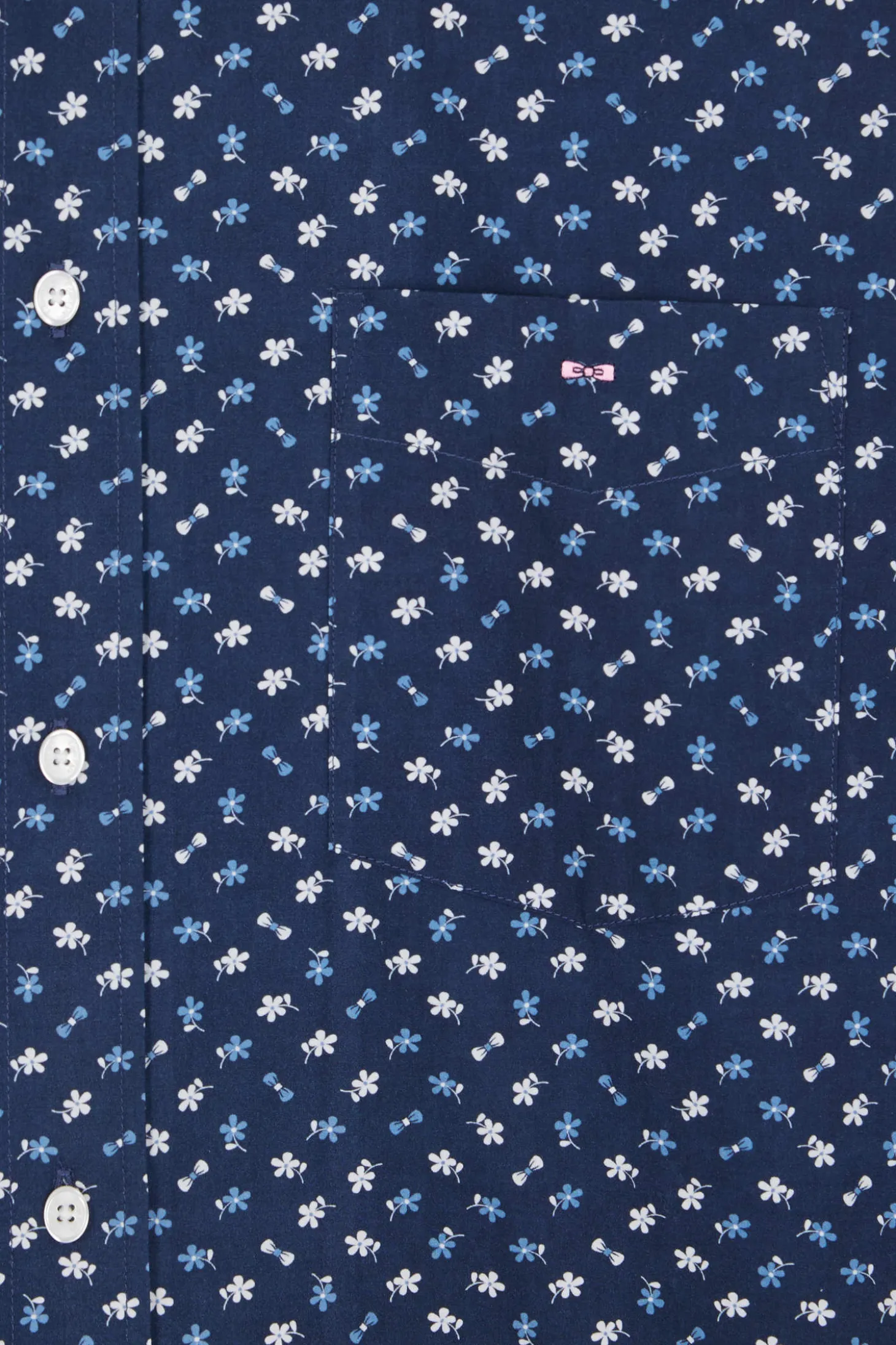 Chemise en popeline de coton bleu marine microimprimé floral coupe Regular