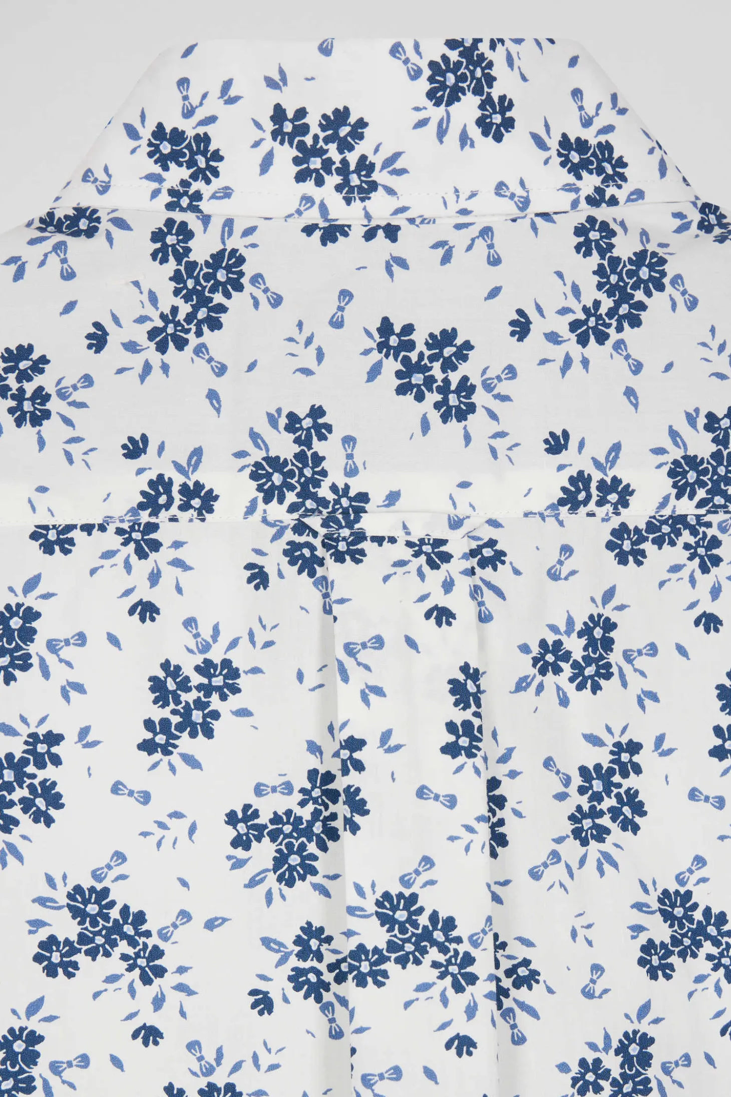 Chemise en popeline de coton écrue imprimé floral marine coupe Regular