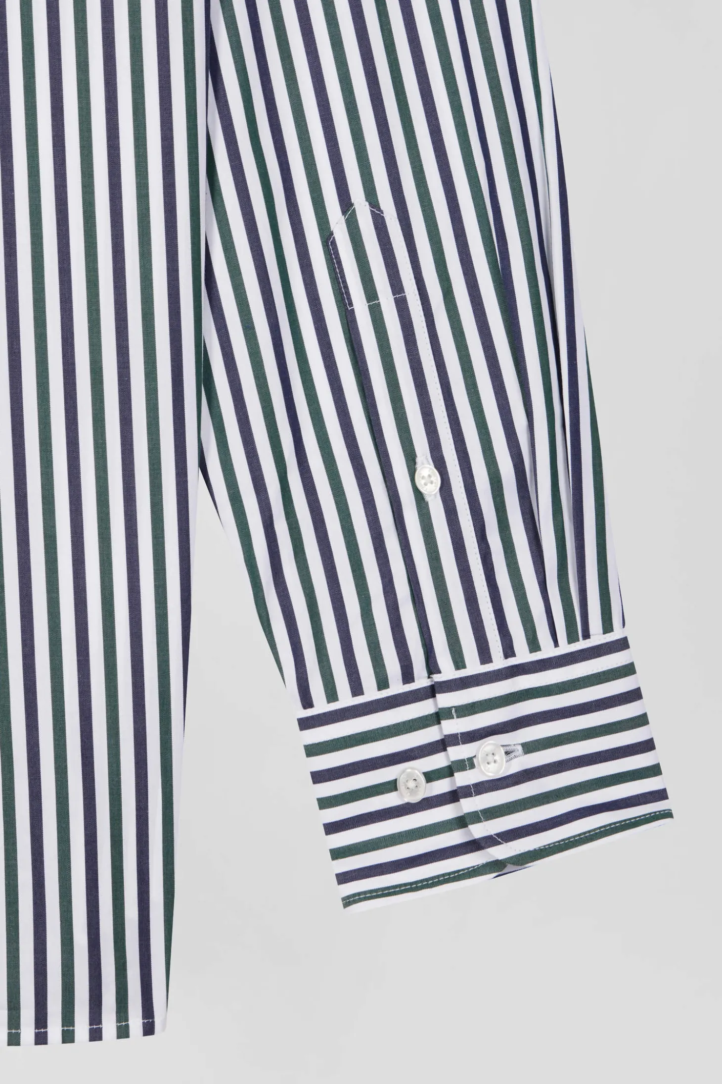 Chemise en popeline de coton à rayures verte coupe Regular