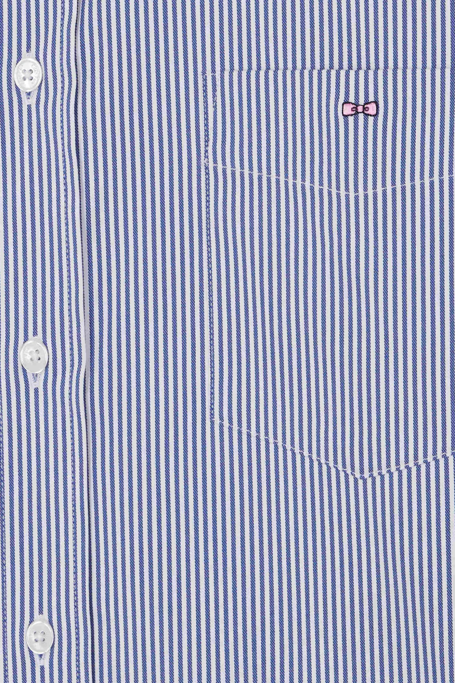 Chemise en popeline de coton bleu marine à rayures bâton coupe Regular