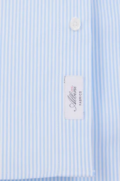 Chemise en popeline de coton bleue à rayures bâton coupe Regular