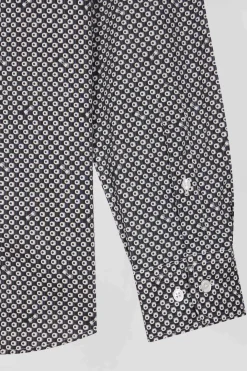 Chemise en popeline de coton grise imprimé graphique coupe Slim