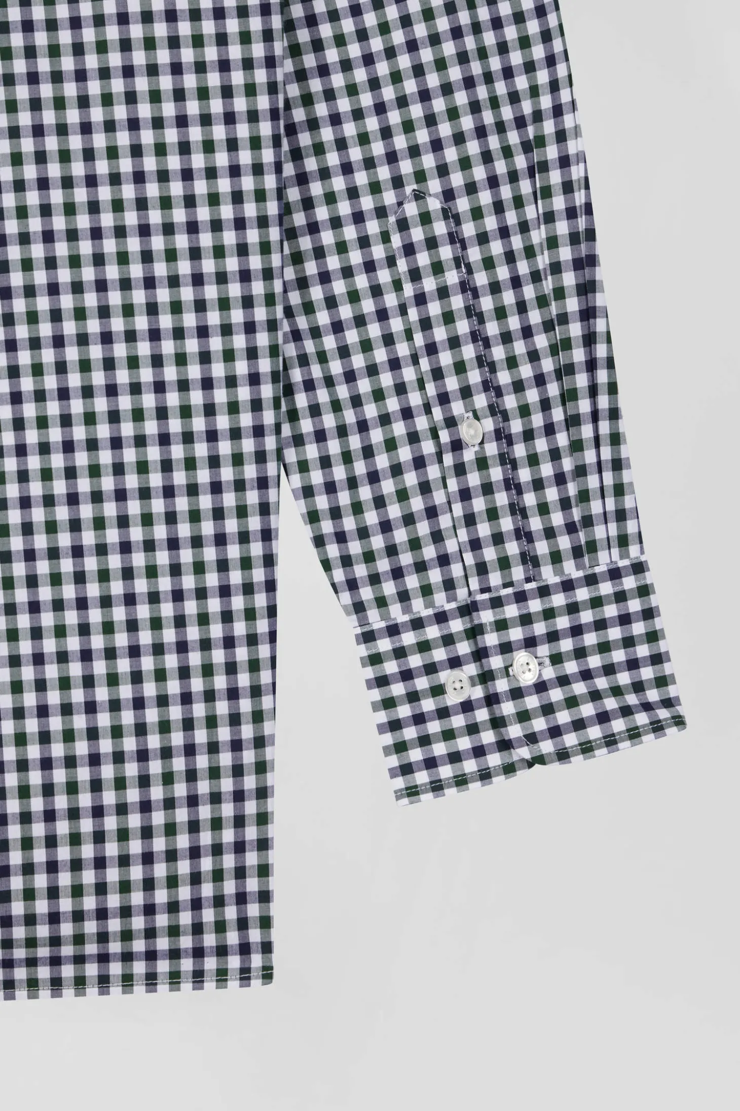 Chemise en popeline de coton vert à carreaux bicolore coupe Regular