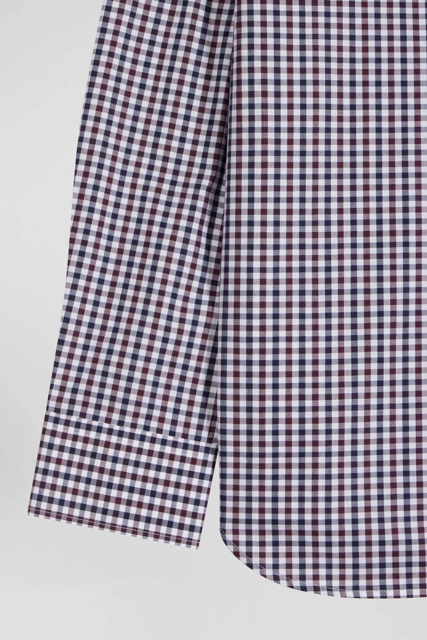 Chemise en popeline de coton bordeaux à carreaux bicolore coupe Regular
