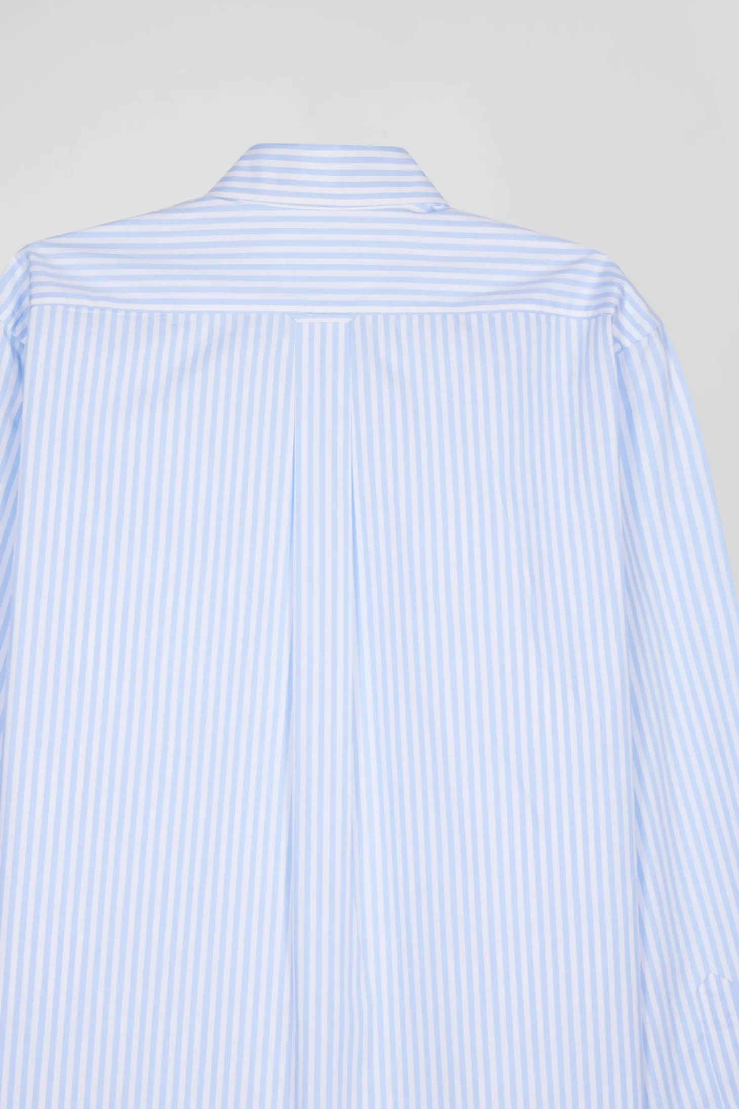 Chemise en popeline de coton rayée ciel coupe Regular