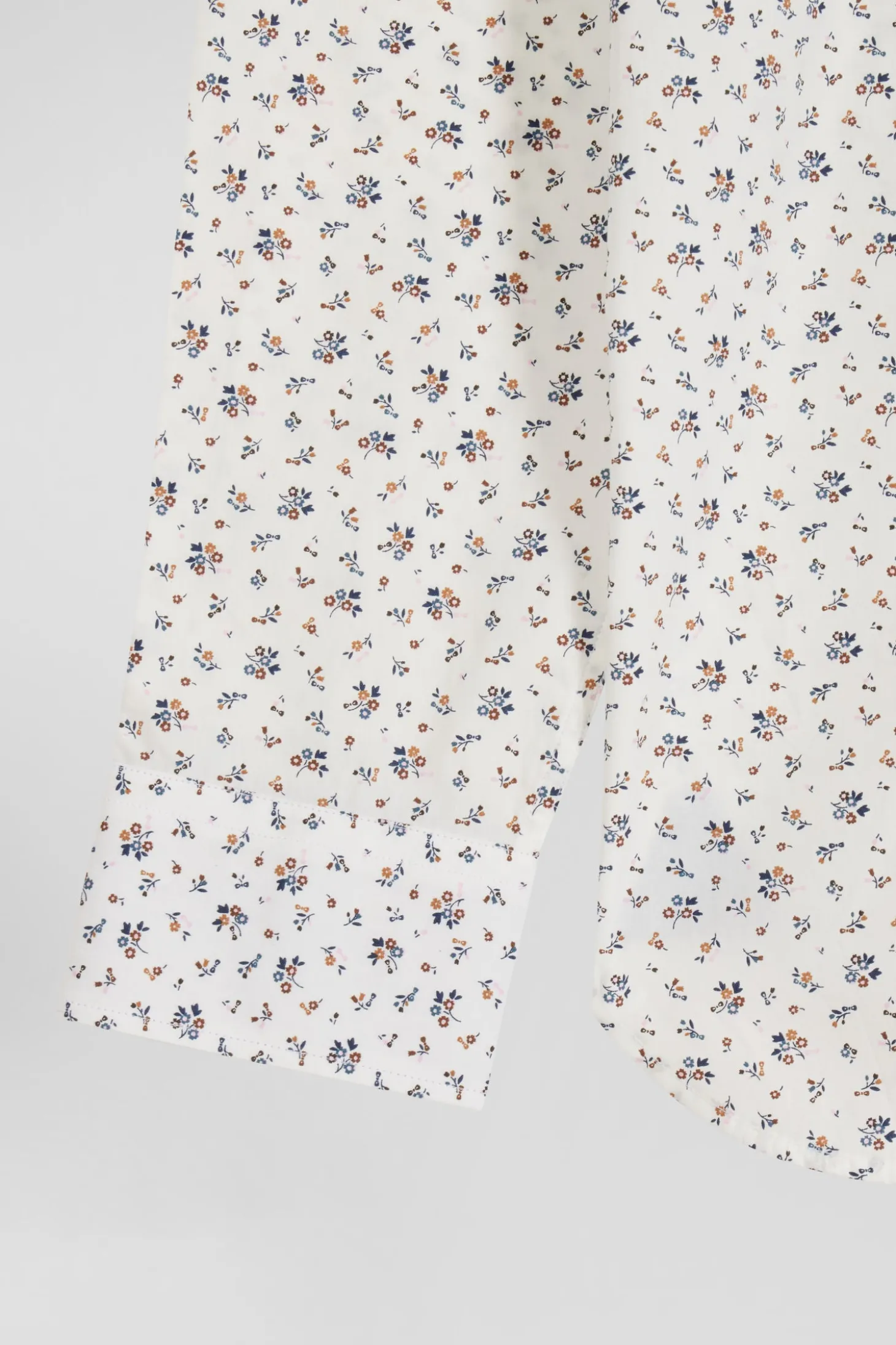 Chemise en popeline de coton écrue à microimprimé fleurs coupe Regular