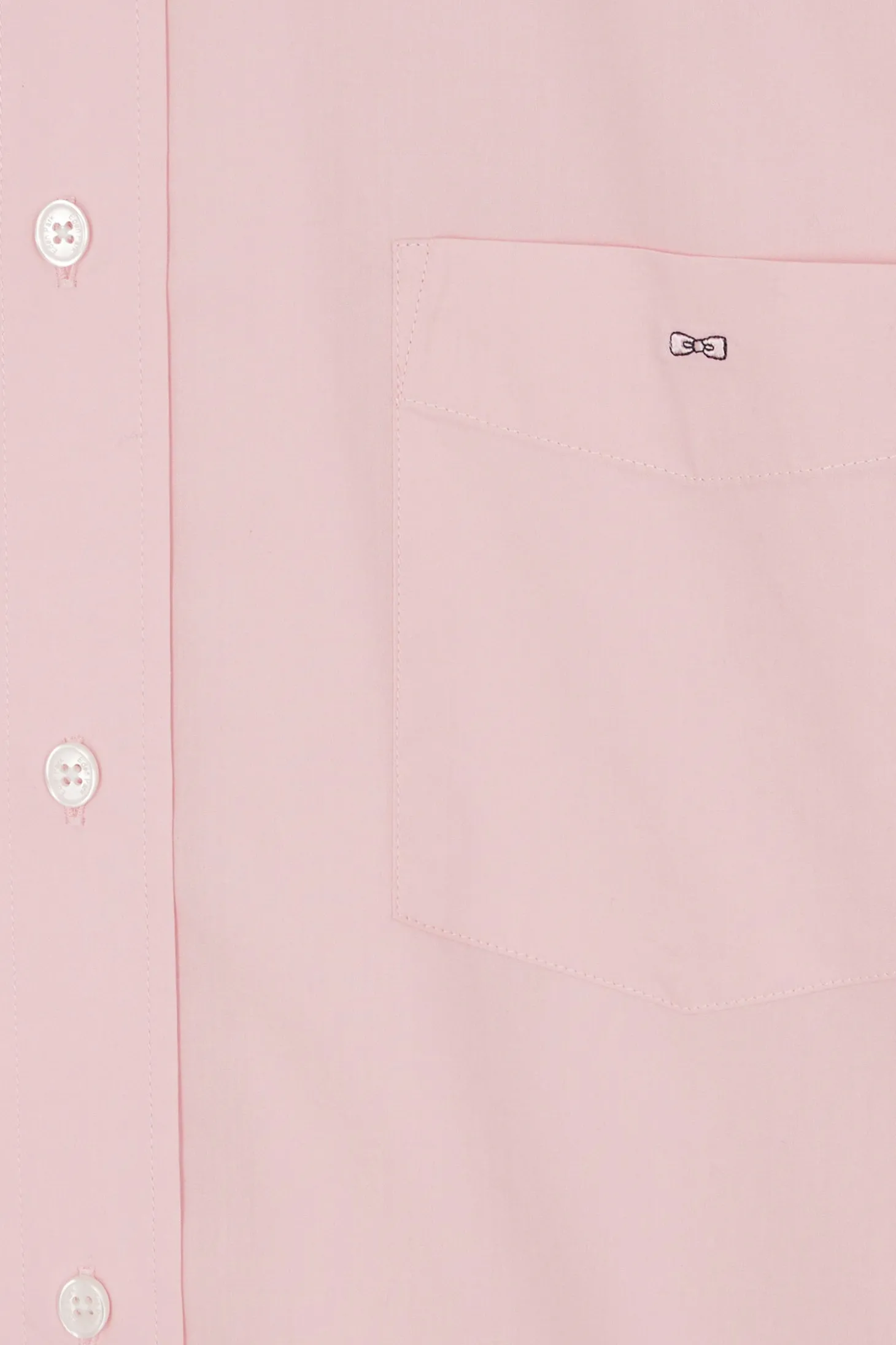 Chemise en popeline de coton rose col boutonné et coudières imprimées coupe Regular