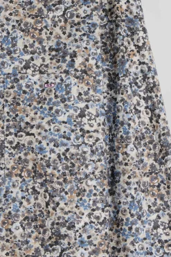 Chemise en popeline de coton écrue microimprimé floral coupe Regular