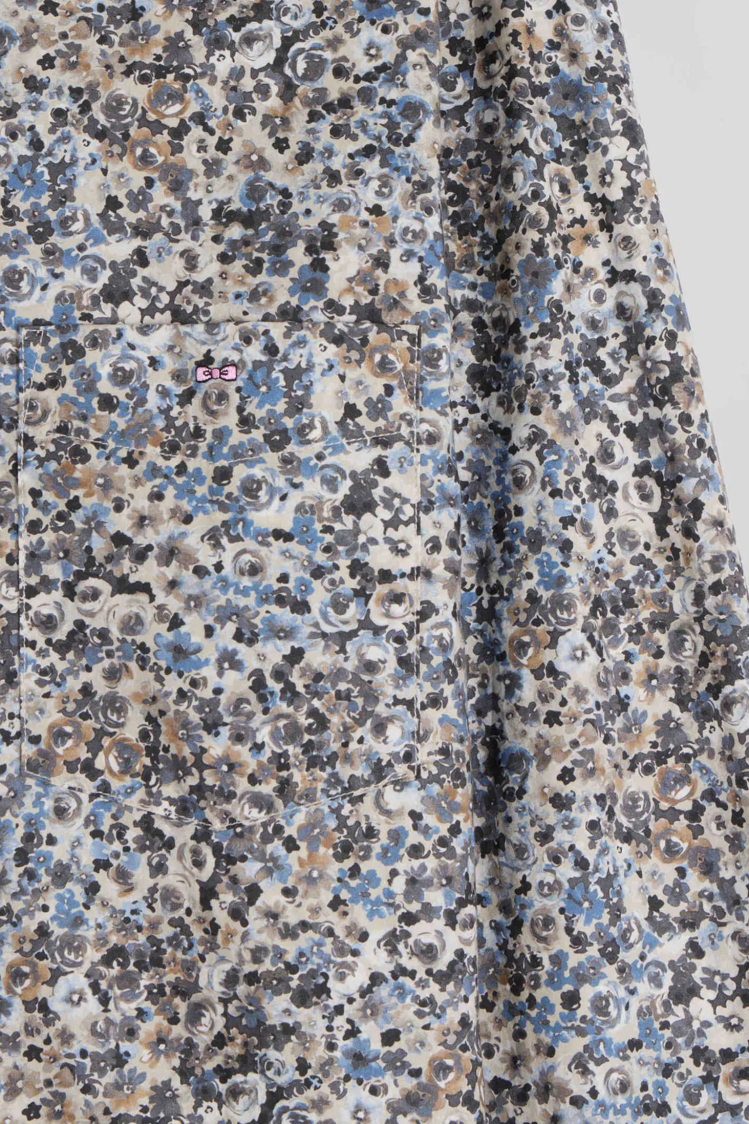 Chemise en popeline de coton écrue microimprimé floral coupe Regular