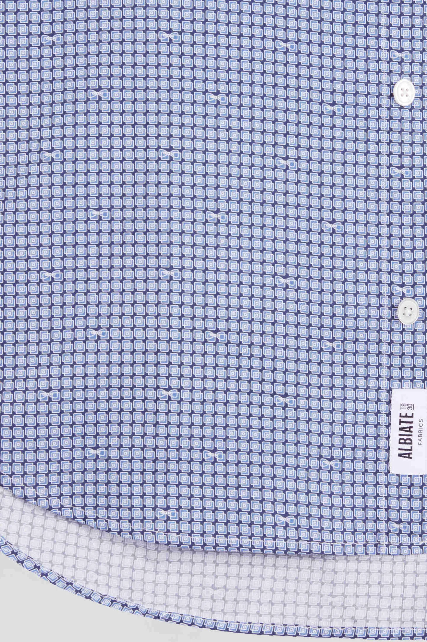 Chemise en popeline de coton bleu imprimé graphique coupe Slim