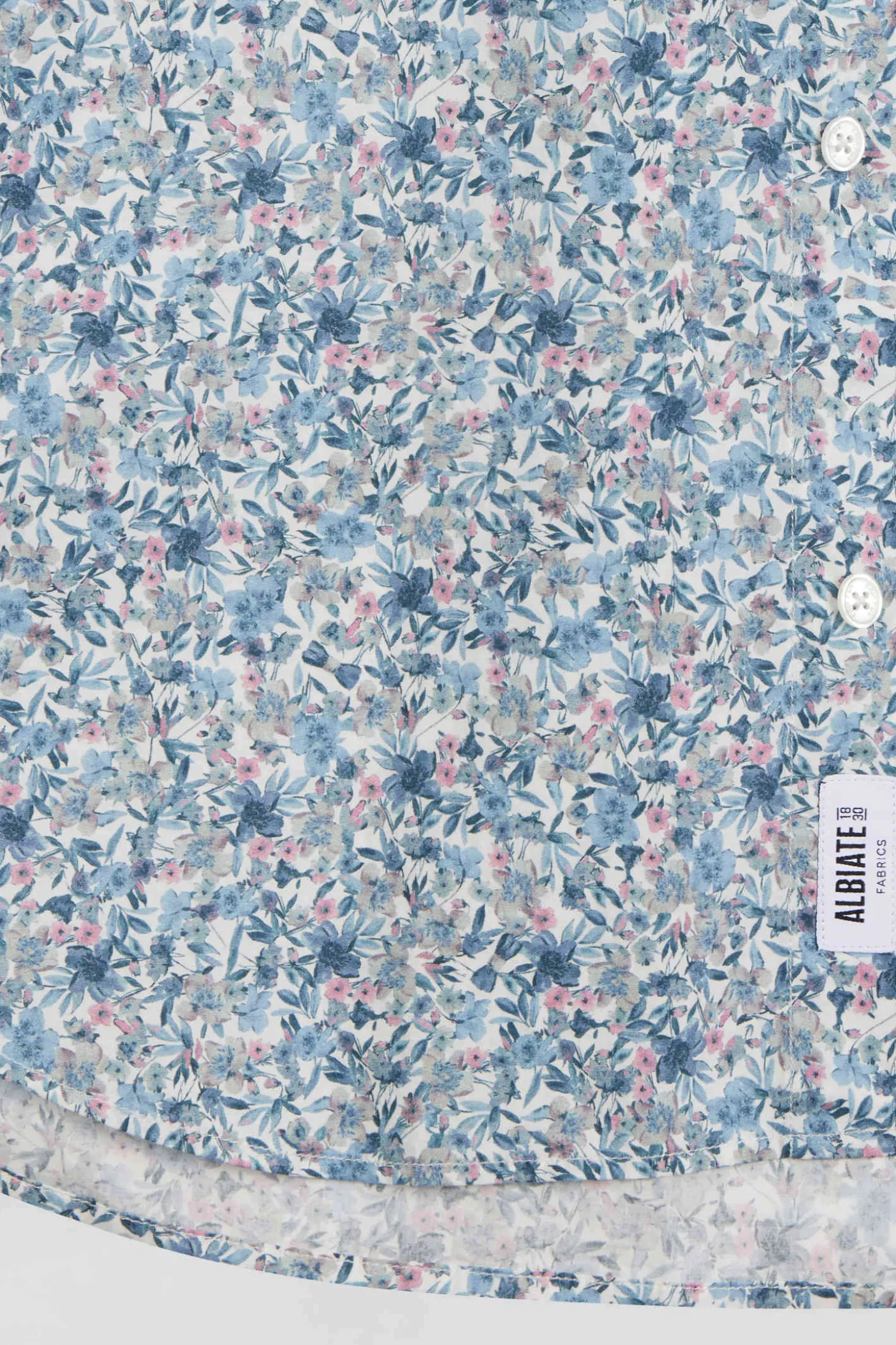 Chemise en popeline de coton ciel microimprimé floral coupe Regular