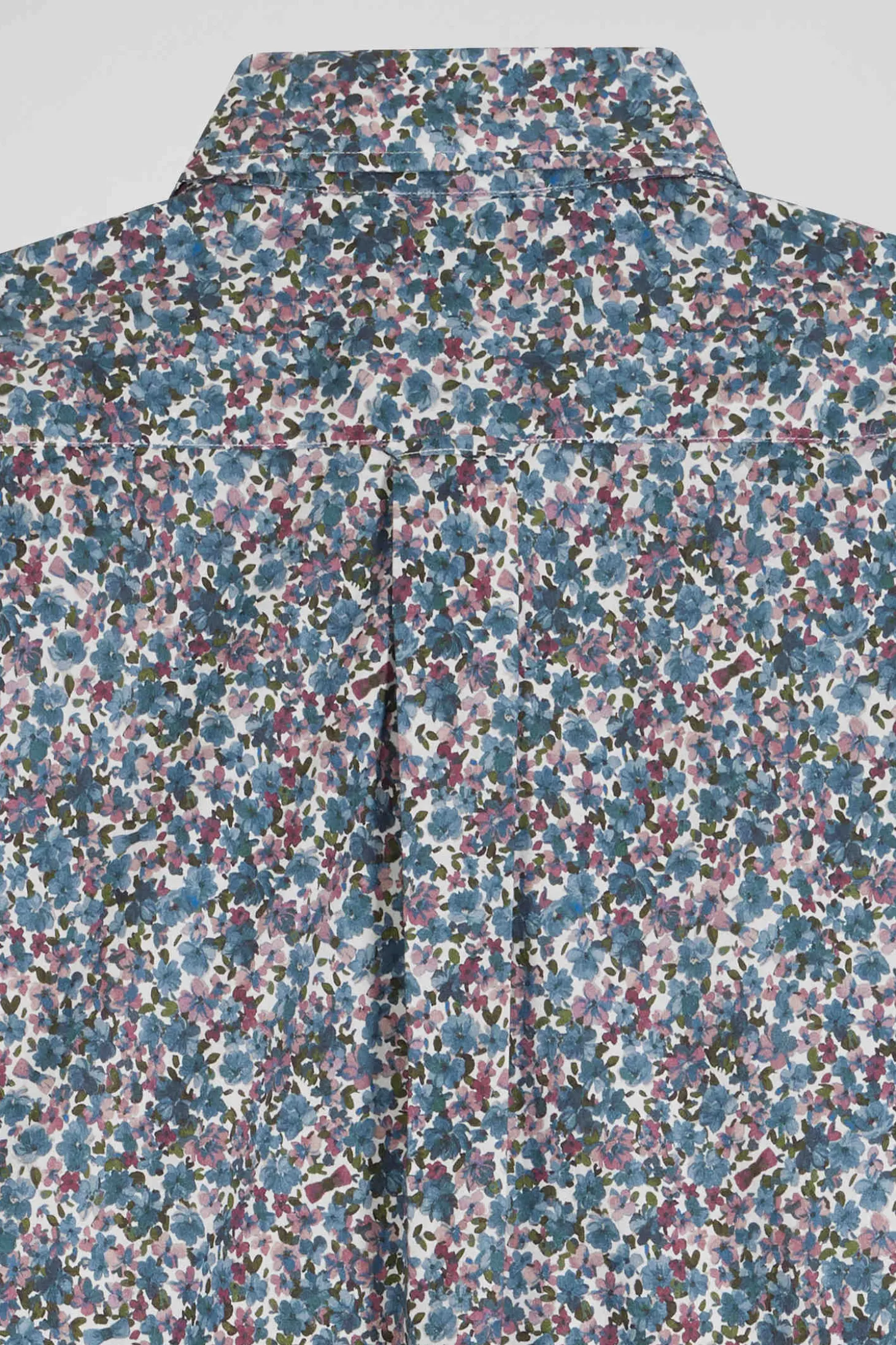 Chemise en popeline de coton bleue à imprimé floral coupe Regular