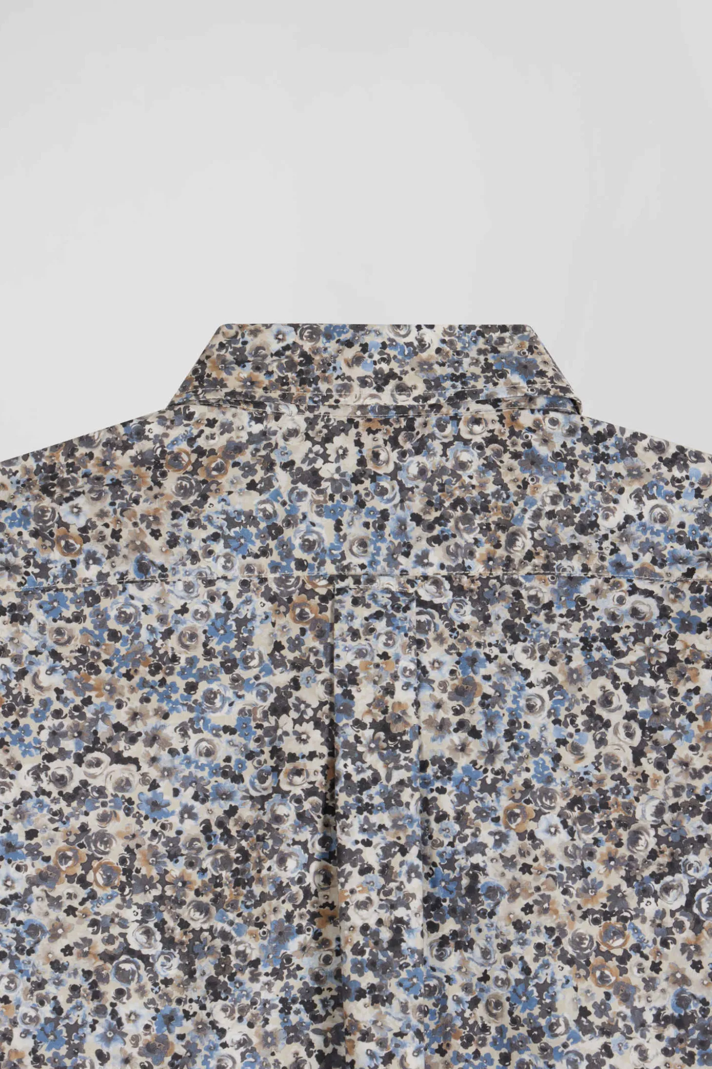 Chemise en popeline de coton écrue microimprimé floral coupe Regular