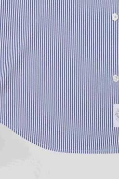 Chemise en popeline de coton bleu marine à rayures bâton coupe Regular