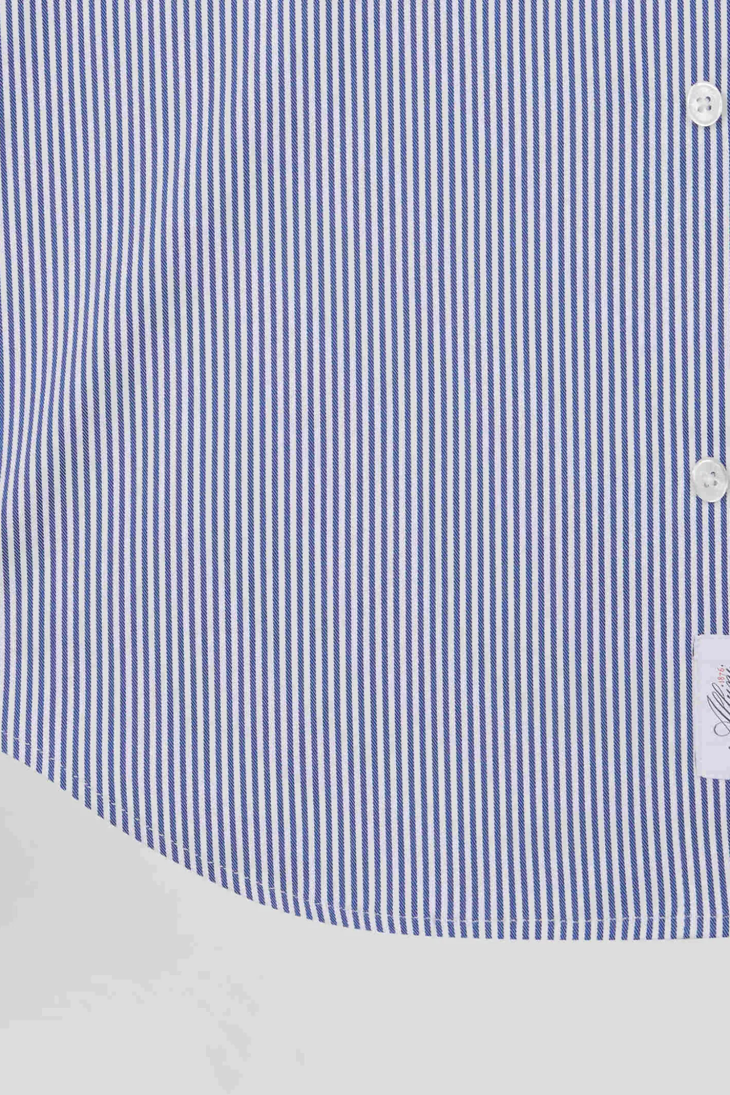 Chemise en popeline de coton bleu marine à rayures bâton coupe Regular