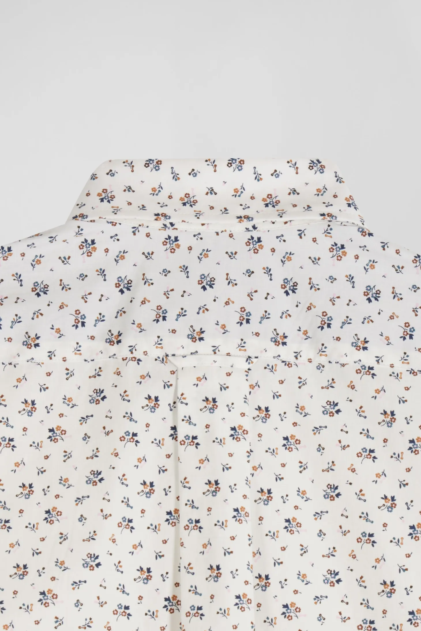 Chemise en popeline de coton écrue à microimprimé fleurs coupe Regular