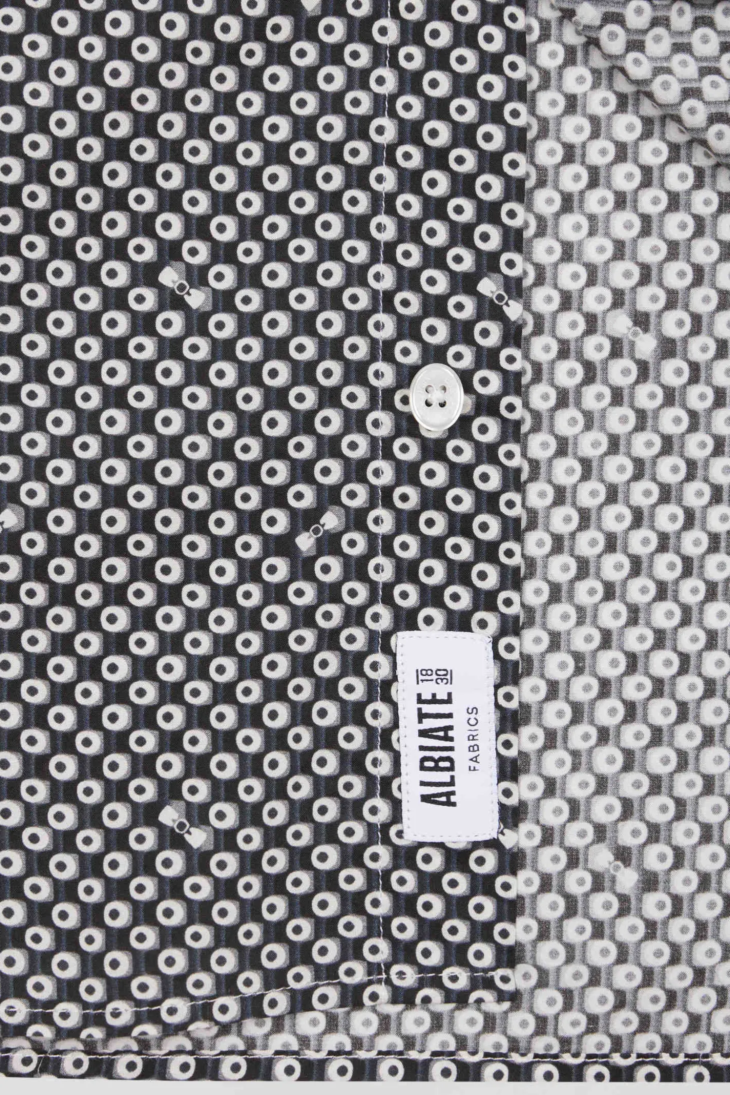 Chemise en popeline de coton grise imprimé graphique coupe Slim
