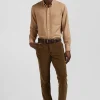 Chemise en twill de coton et cachemire camel coupe Regular