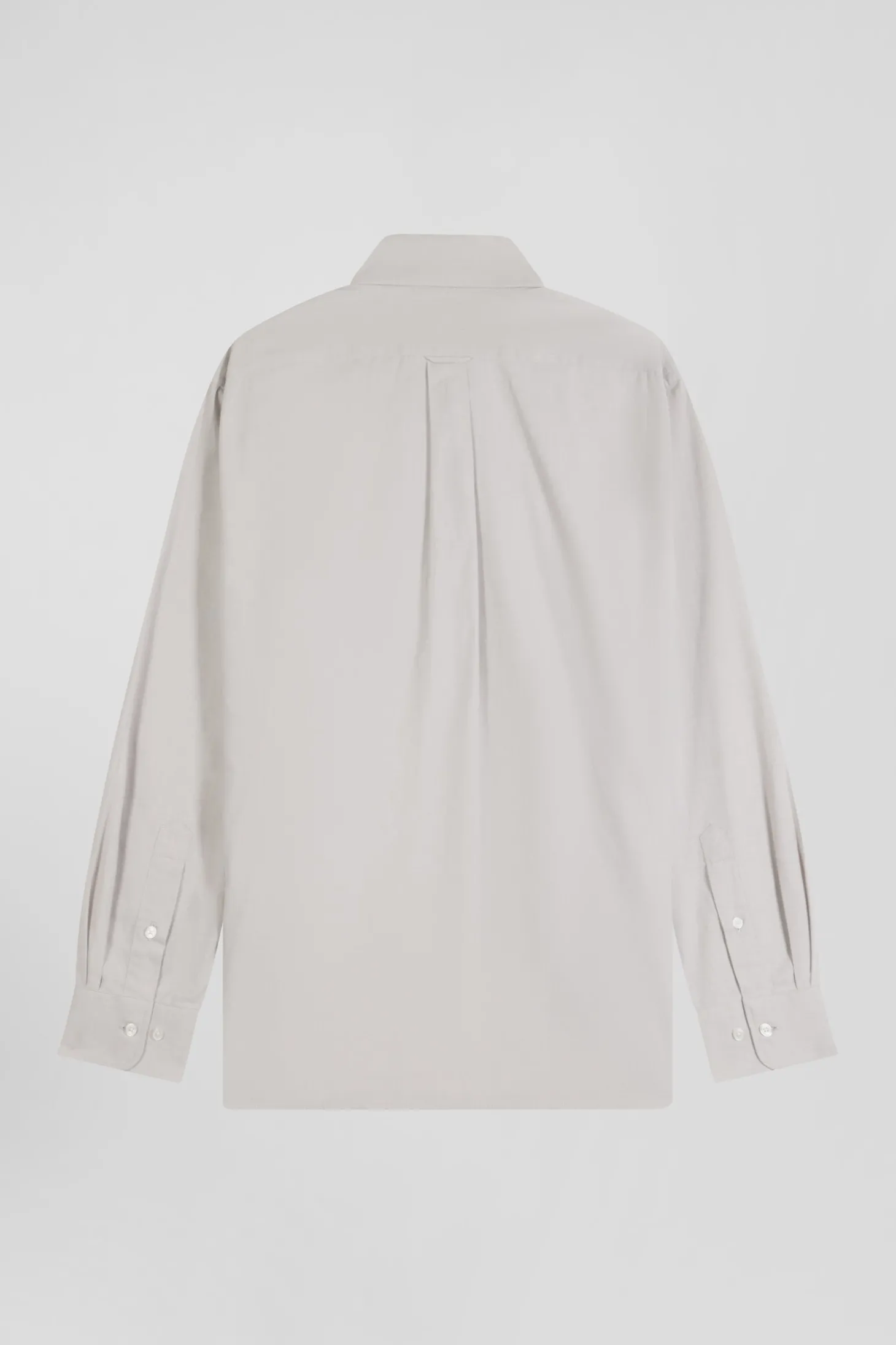 Chemise en twill de coton unie grise col à pointes boutonnées coupe Regular