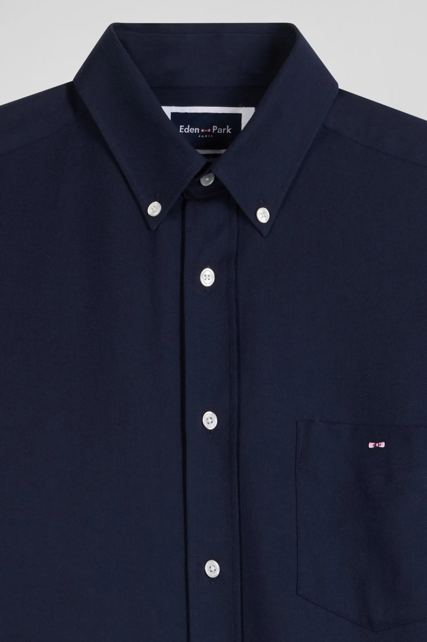 Chemise en twill de coton et cachemire indigo coupe Regular