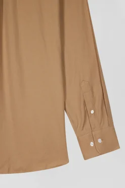 Chemise en twill de coton et cachemire camel coupe Regular