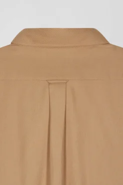 Chemise en twill de coton et cachemire camel coupe Regular