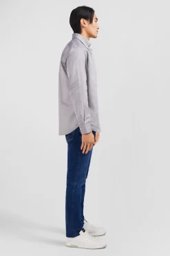 Chemise gris clair unie en coton