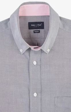 Chemise gris clair unie en coton