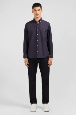 Chemise gris foncé unie en coton