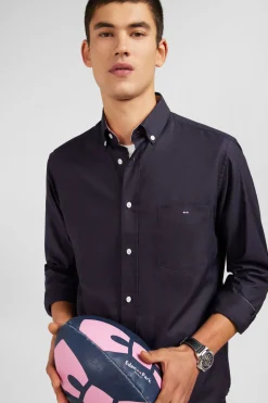 Chemise gris foncé unie en coton