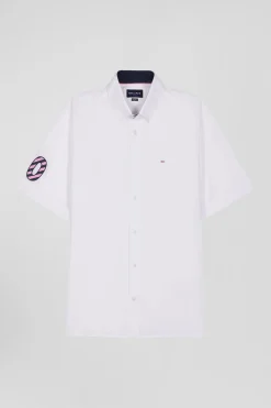 Chemise manches courtes en coton blanc coupe Regular