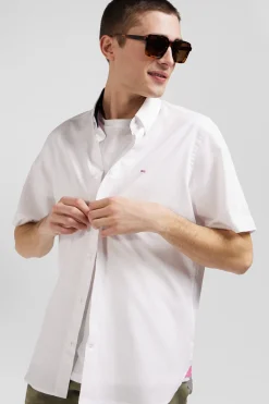 Chemise manches courtes en coton blanc coupe Regular