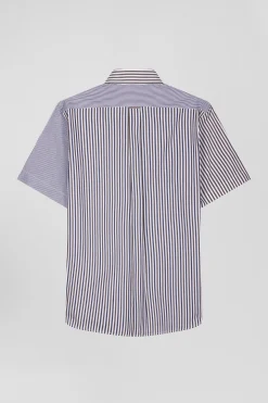 Chemise manches courtes en coton marron coupe Regular