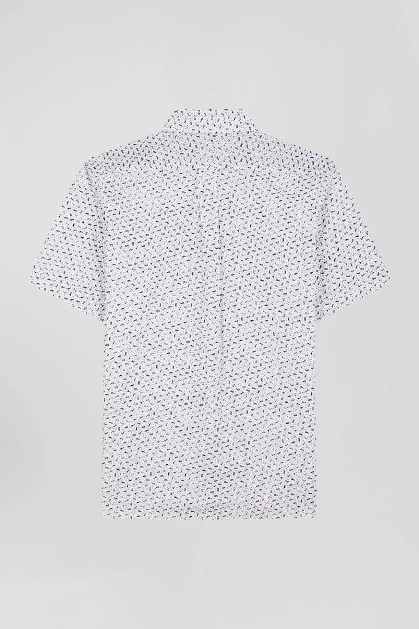 Chemise manches courtes en coton écru microimprimé coupe Regular